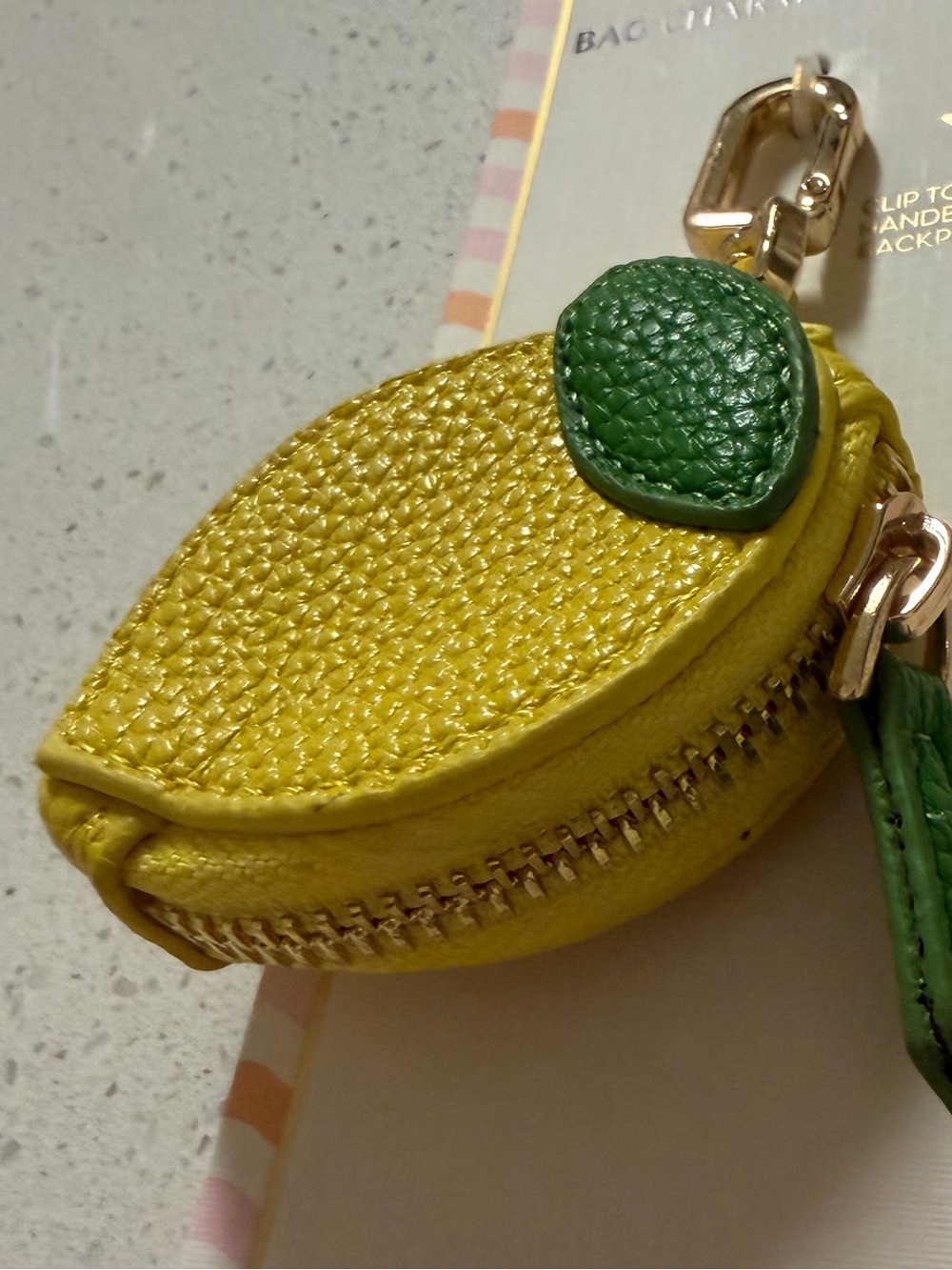 🍋Piper•k Yellow Lemon Bag Charm w/ Green Leaf. Adorable and perfect for summer! - Picture 3 of 12